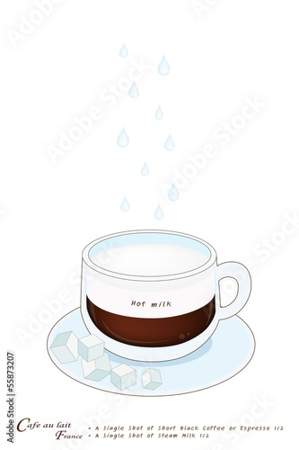 A Cup of Cafe au Lait or French Pressed Coffee