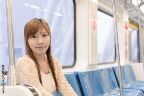 Asian beauty in MRT carriages