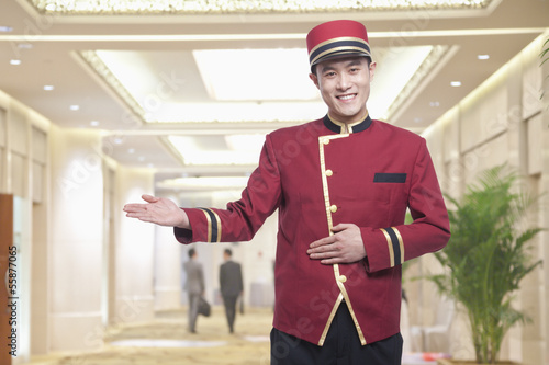 Tapeta Portrait of Bellhop, Greeting