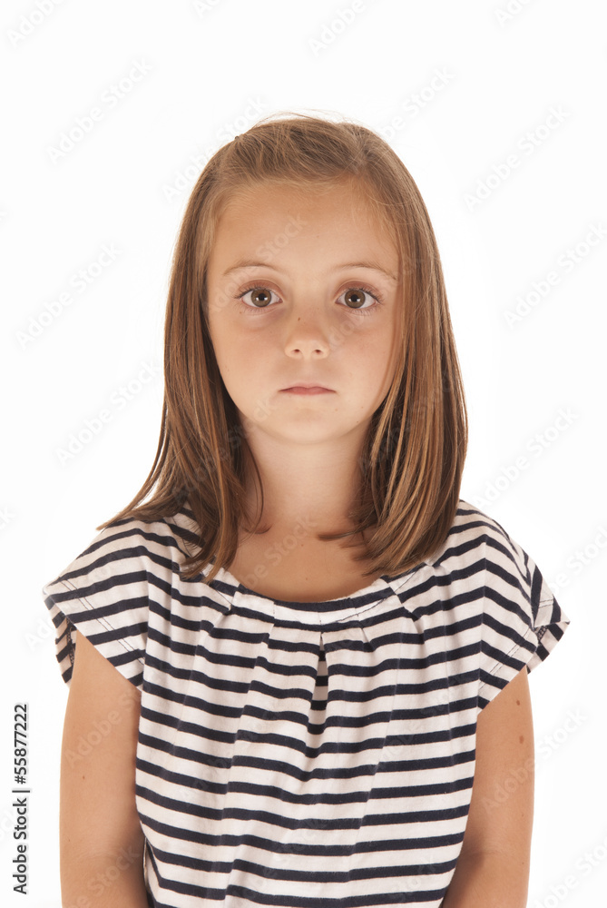 young girl with big eyes in black and white striped shirt with s young girl with big eyes in black and white striped shirt with s