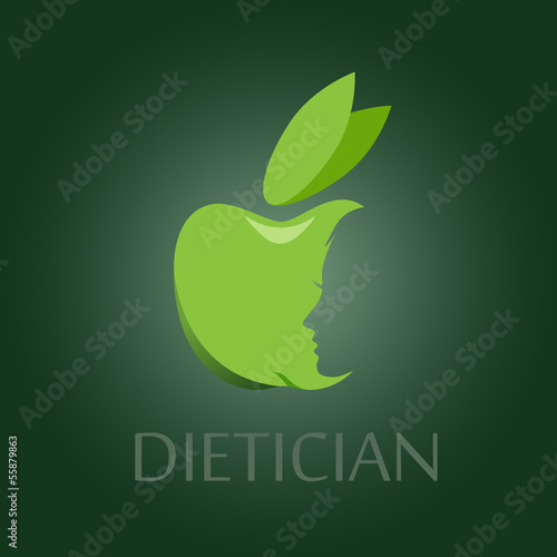 Vector logo diet, dietician. Green apple