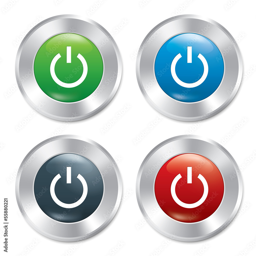Power button. Turn on round stickers collection. Power button. Turn on round stickers collection.