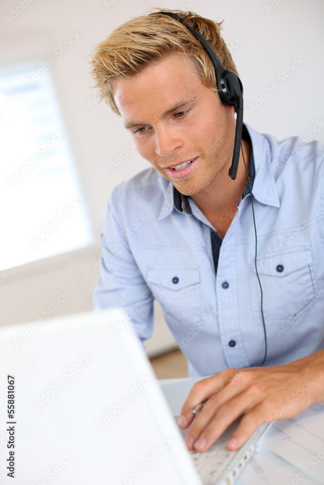 Smiling attractive customer service representative Smiling attractive customer service representative