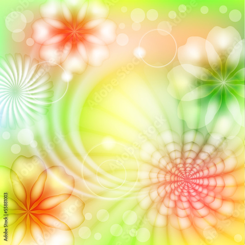 Bright floral background with transparent elements