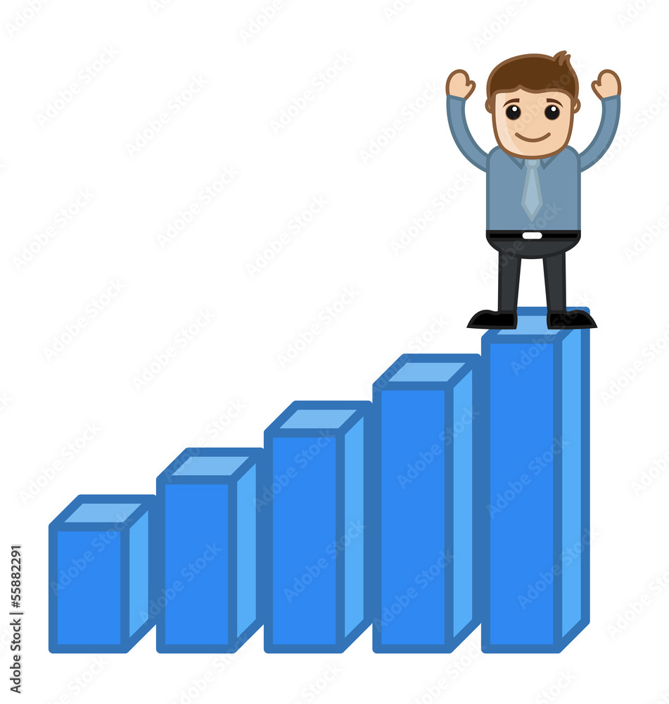 Reached to Goal - Stats - Business Cartoon Reached to Goal - Stats - Business Cartoon
