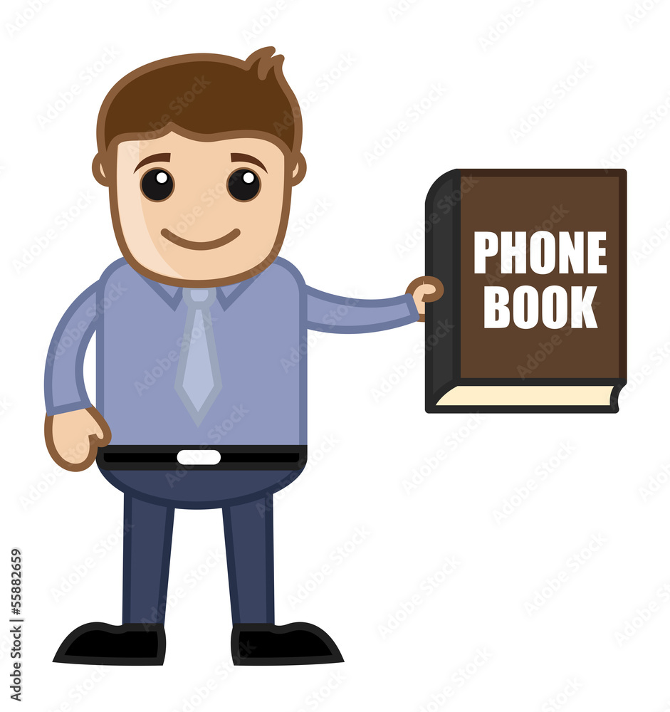 Showing Phone Book Directory - Business Cartoon Showing Phone Book Directory - Business Cartoon