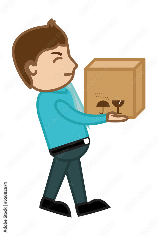 Lifting Box - Heavy Fragile Delivery - Business Cartoon Lifting Box - Heavy Fragile Delivery - Business Cartoon