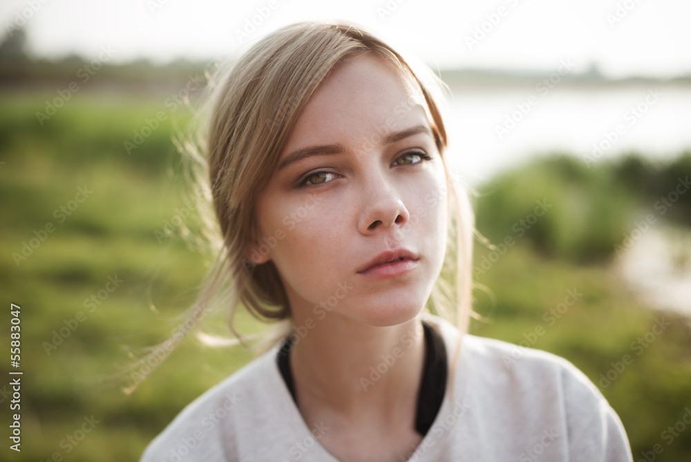 portrait of a beautiful sad woman