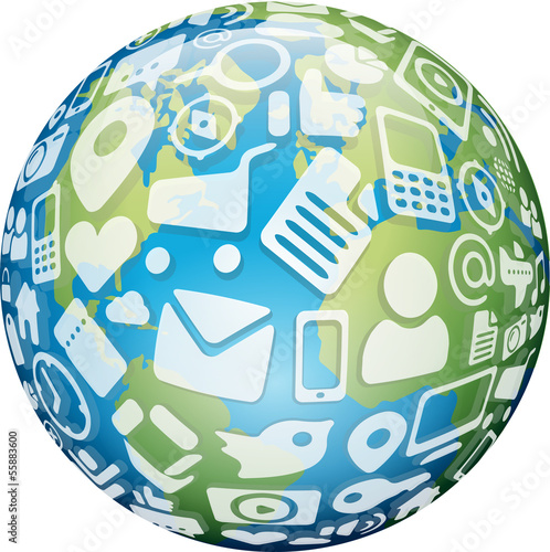 World with Icon as clouds