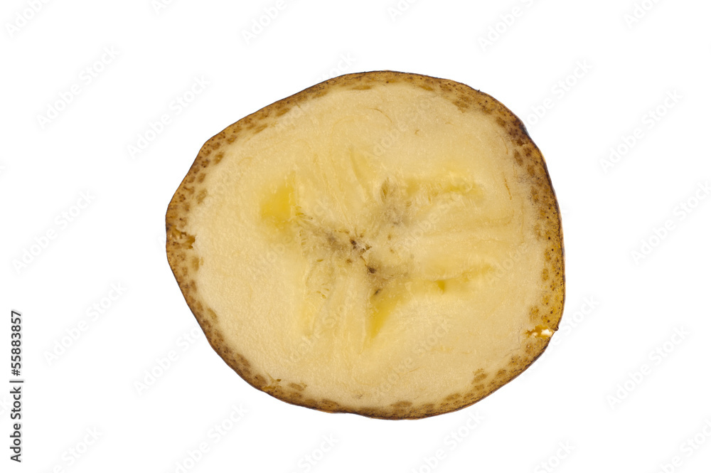 Cross section of banana isolated in white Cross section of banana isolated in white