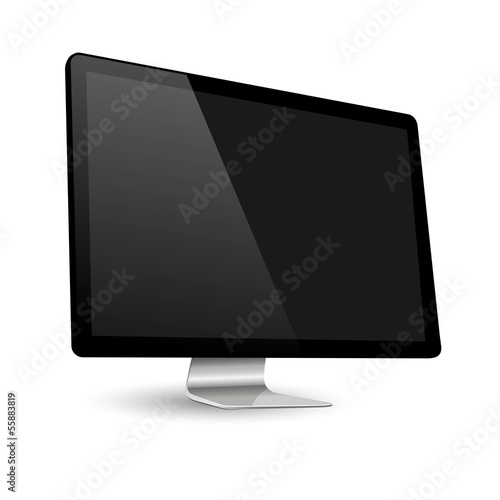 Modern computer monitor with black screen