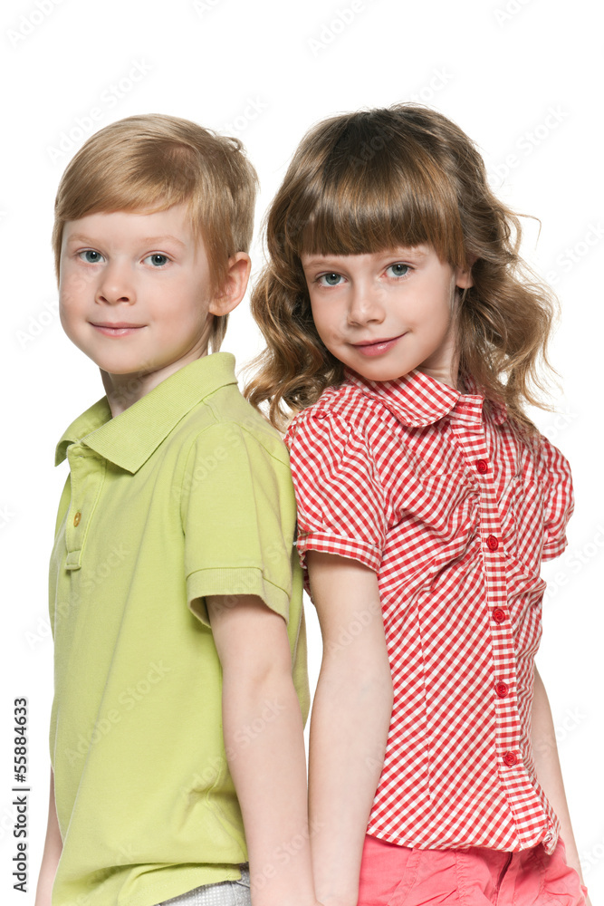 Fashion redhead girl and boy
