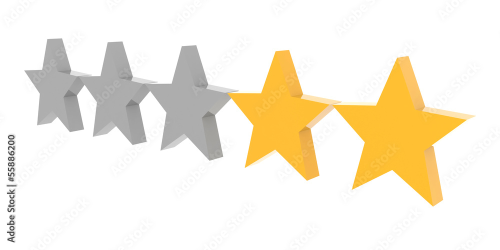 Two stars rating. Concept 3D illustration. Two stars rating. Concept 3D illustration.
