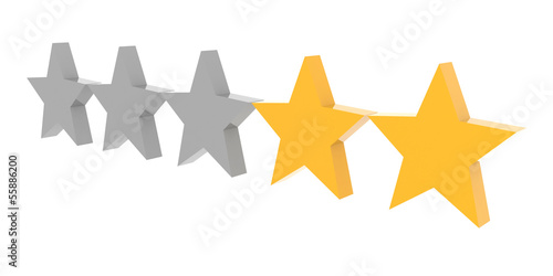 Two stars rating. Concept 3D illustration.