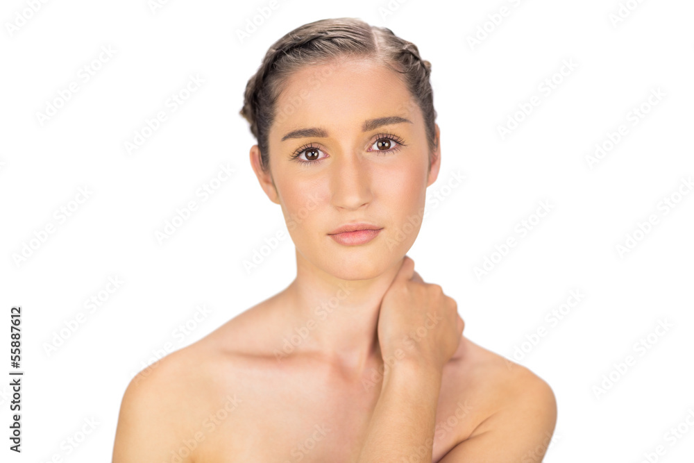 Cute natural model suffering from painful neck Cute natural model suffering from painful neck