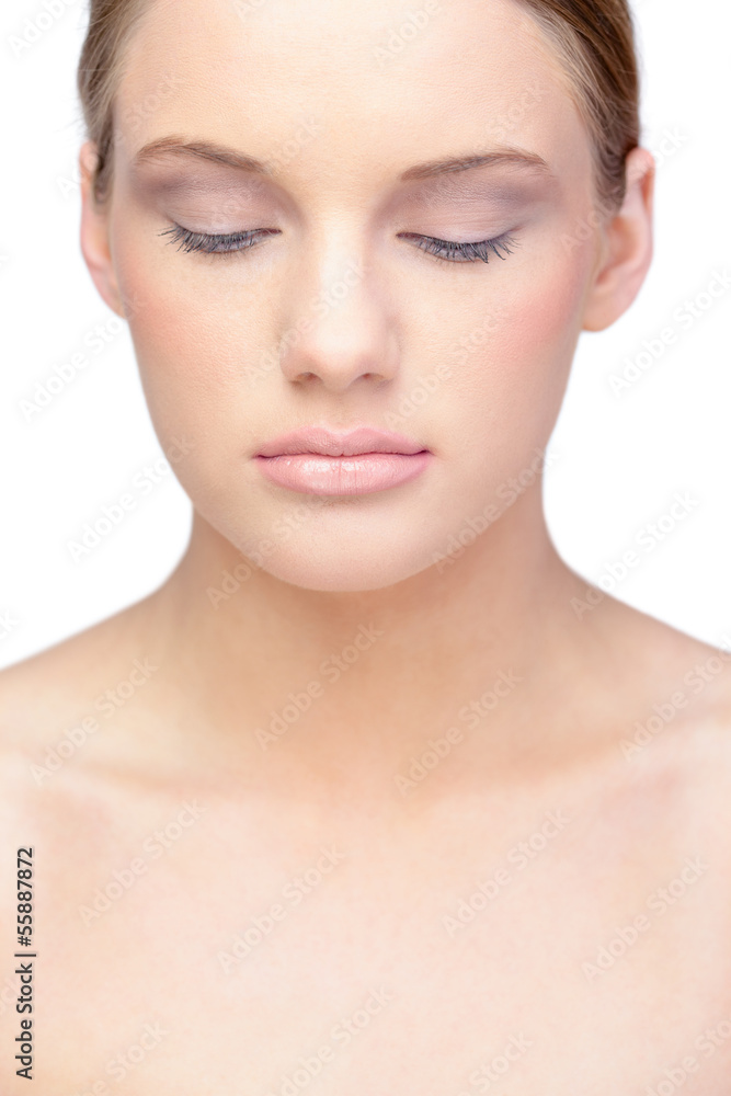 Relaxed blonde model wearing natural make up Relaxed blonde model wearing natural make up