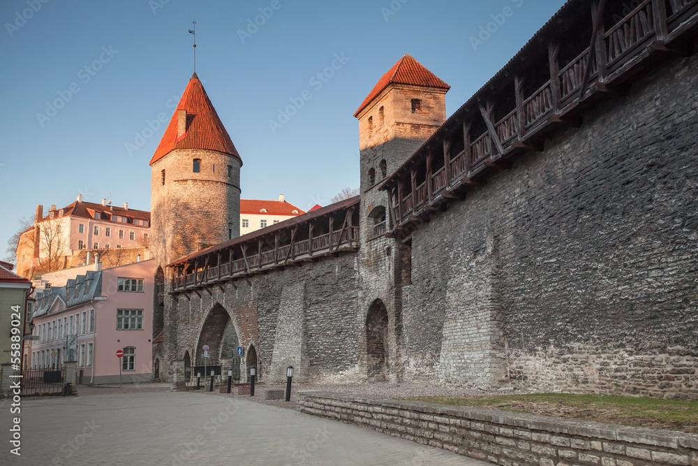 Fortress in old town of Tallinn in the morning