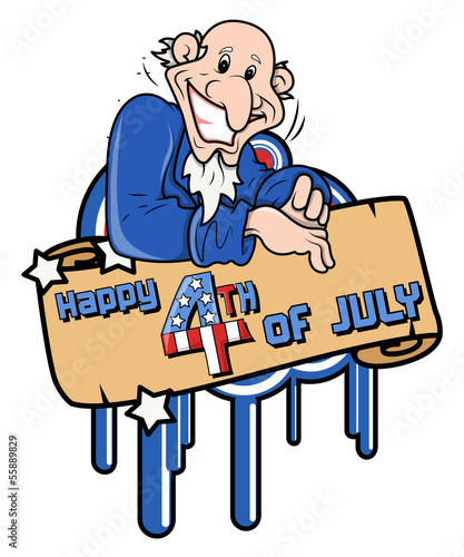 happy 4th of july cartoon uncle sam without hat