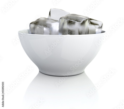 Bild auf Leinwand 3d rendered ice cubes in a white bowl with clipping path