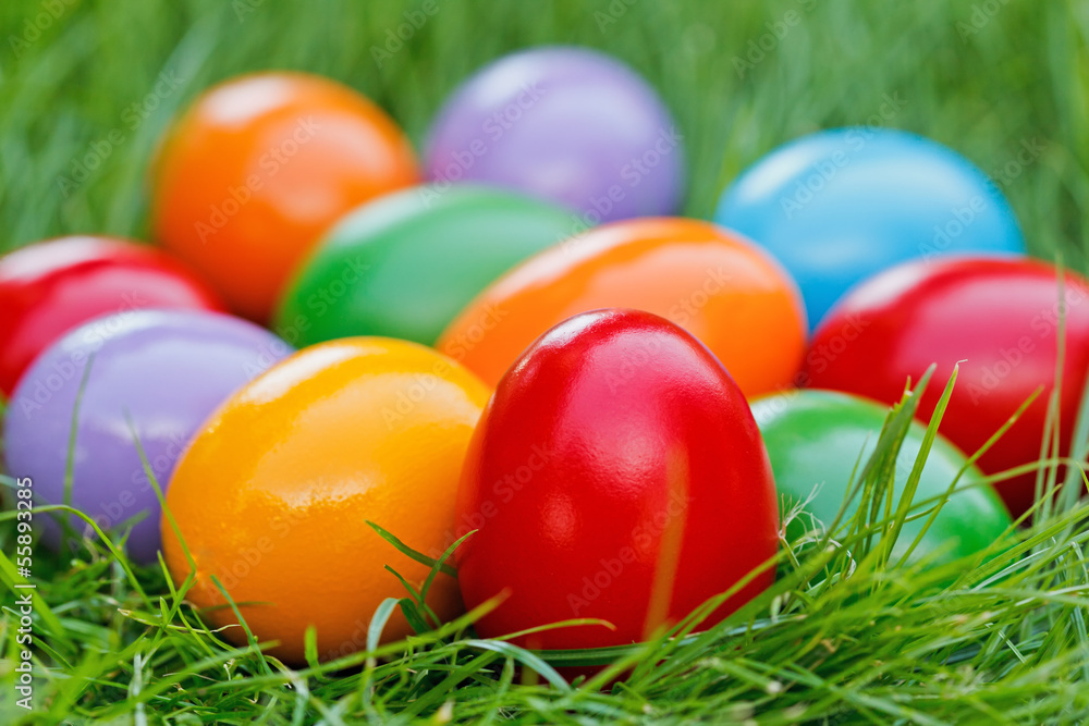 Closeup view of colorful easter eggs Closeup view of colorful easter eggs