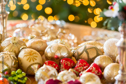 Принти на полотні Christmas decorations on table