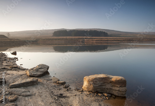 Fototapeta Naklejka Na Ścianę i Meble -  Yorkshire dales moorland reservoir in drought