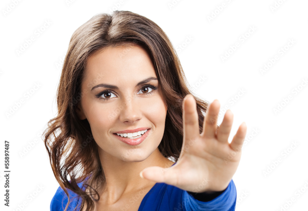 Woman with stop gesture, isolated Woman with stop gesture, isolated
