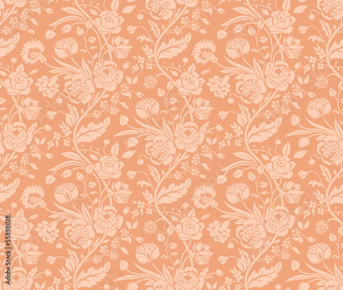Pastel seamless pattern with a vintage flower bouquets photo