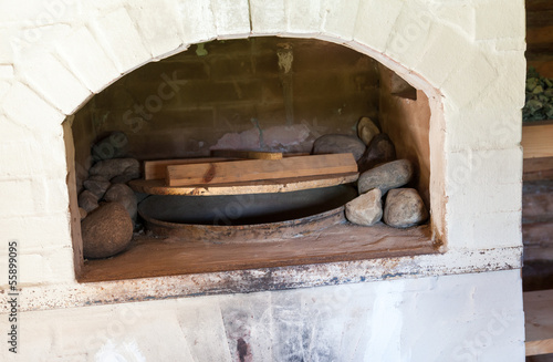 Traditional Russian brick oven in the bath