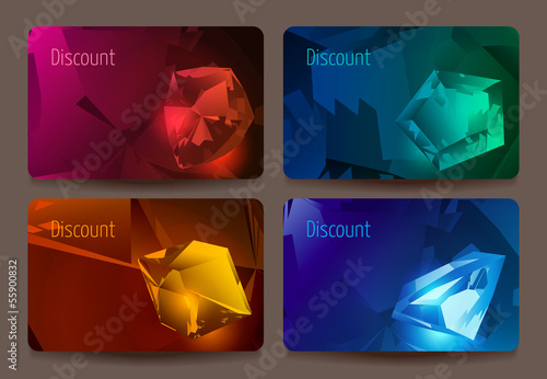 A set of discount cards with precious stones