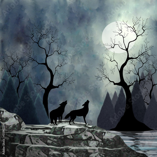 Wolves Howling at the Moon