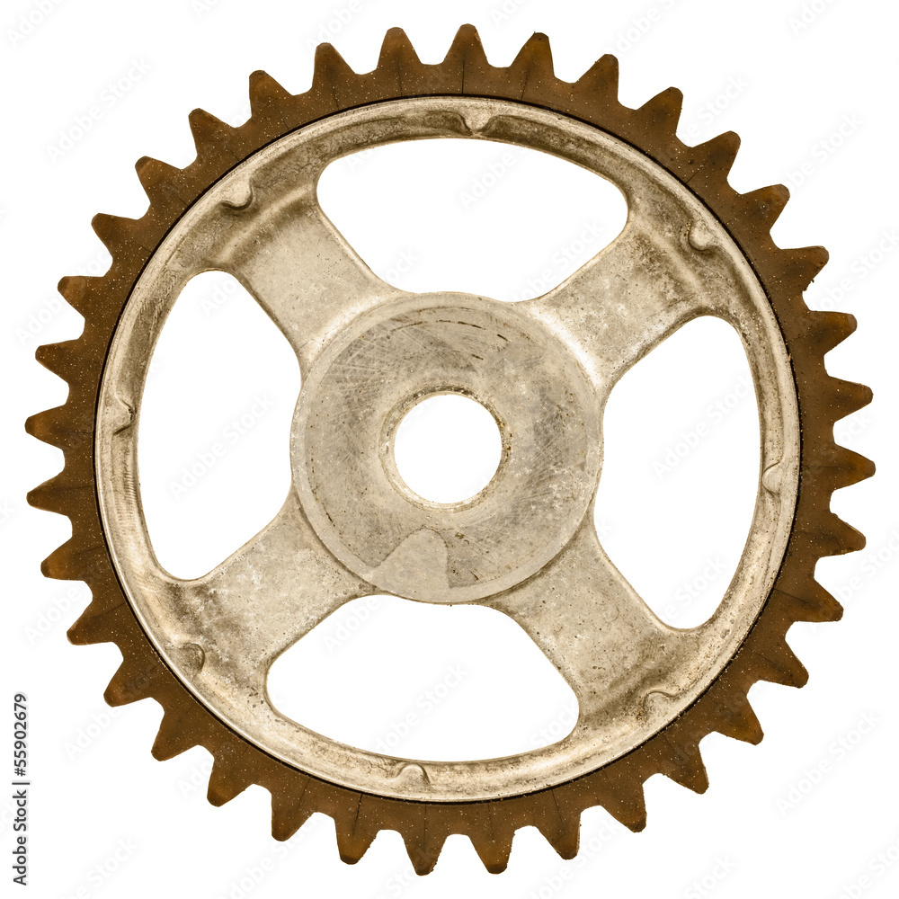 Retro styled image of an old gear wheel isolated on white Retro styled image of an old gear wheel isolated on white
