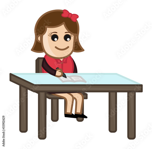 Girl Studying - Cartoon Business Vector Illustrations