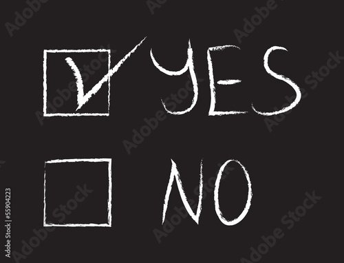 Yes or No written on the blackboard