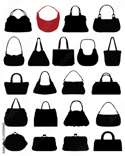 Silhouettes of purses, vector