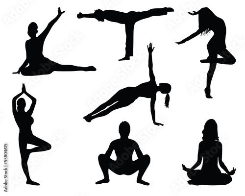 Silhouettes of fitness 3, vector