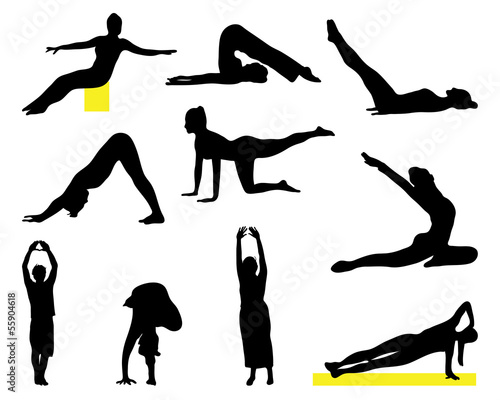 Silhouettes of fitness 2, vector