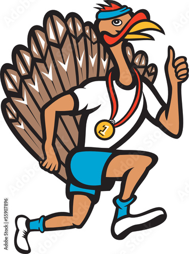 Turkey Run Runner Thumb Up Cartoon