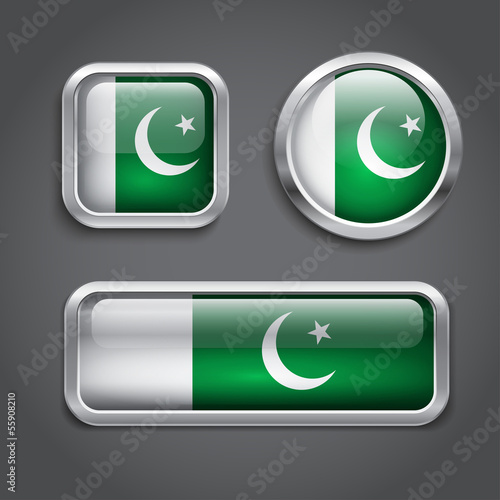 Pakistan  flag glass buttons