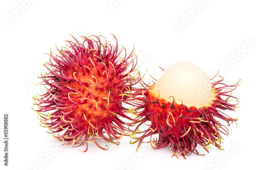 Rambutan fruits on white background