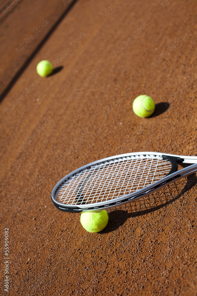Tennis racket with tennis ball 