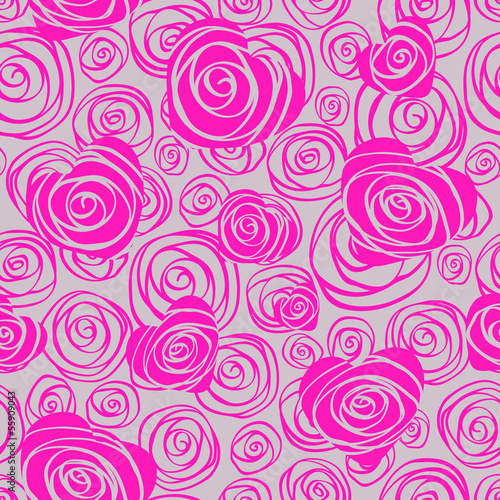 Abstract seamless pattern with hearts and roses