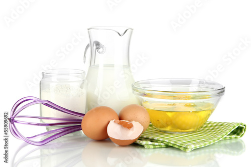 Ingredients for dough isolated on white