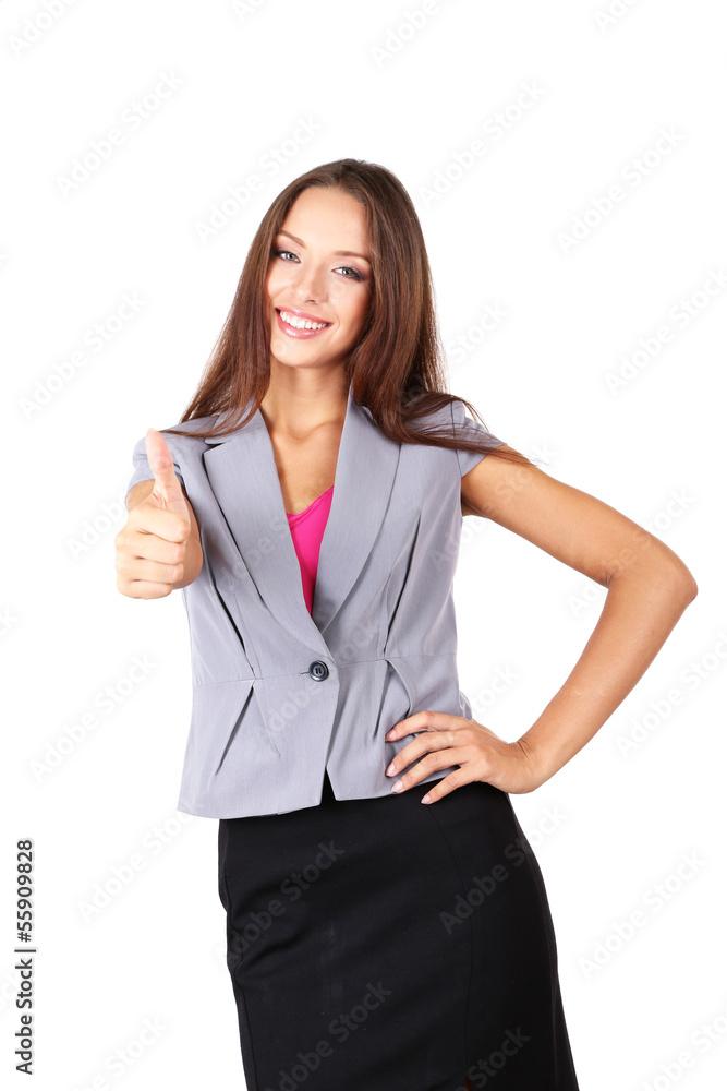 Young beautiful business woman isolated on white Young beautiful business woman isolated on white