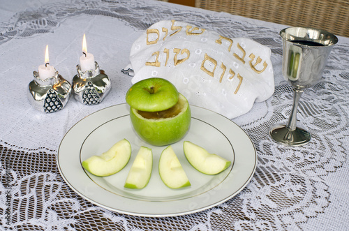 Rosh Hashanah Jewish Holiday Seder Table photo