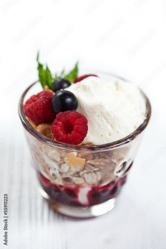 Morning dessert with berries and cream cheese Morning dessert with berries and cream cheese