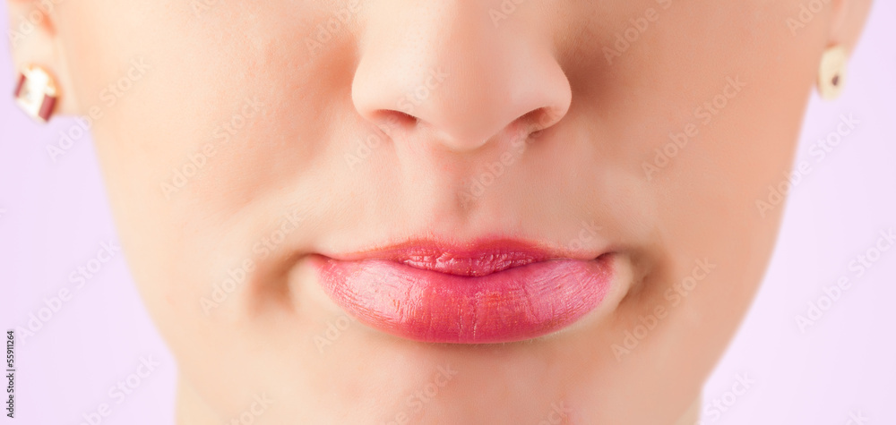 Beautiful woman red lips close up Beautiful woman red lips close up