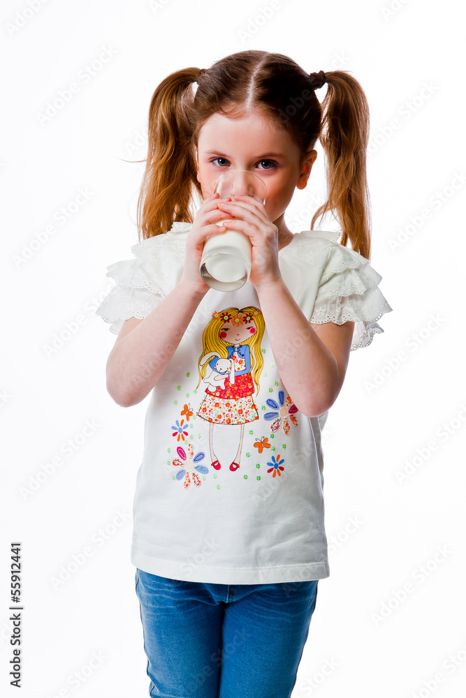 beautiful little girl with a glass of milk beautiful little girl with a glass of milk