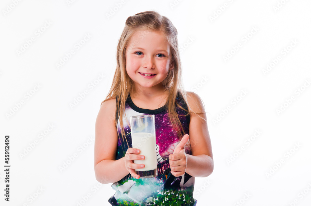 beautiful little girl with a glass of milk beautiful little girl with a glass of milk