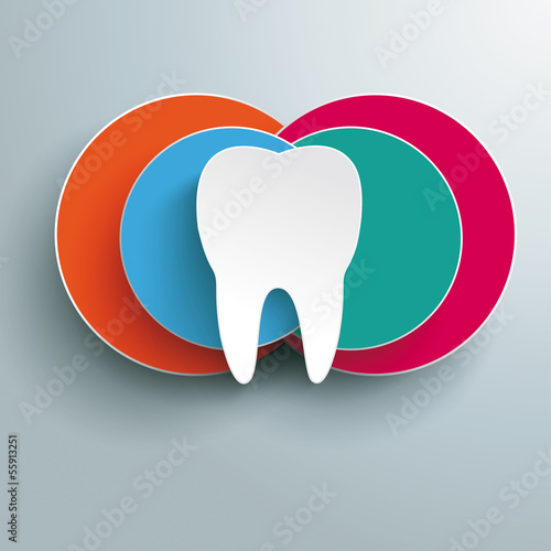 White Tooth Four Colored Circles Design